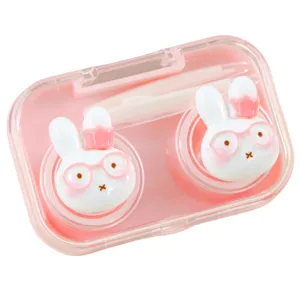 Schattig Cartoon Konijn Contactlens Etui Draagbare Plastic Brilendoos Met Verzorgingshulpmiddelen