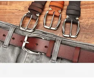 Ανδρική δερμάτινη ζώνη vintage αγκράφα casual γνήσιο δέρμα αγελάδας παντελόνι