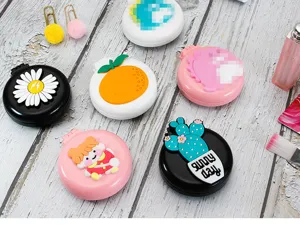 Cute cartoon folding air cushion comb portable mini pocket hair brush with mirror for girls