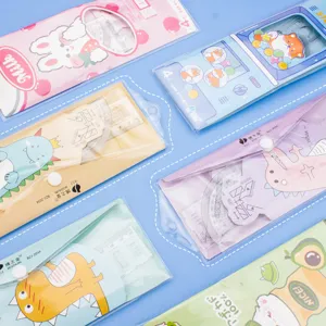 Set de reglas 4 piezas papelería estudiante diseño animal tierno estuche transparente