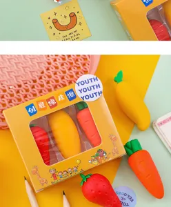 Cute fruit eraser set simulation carrot mango strawberry stationery creative student gift