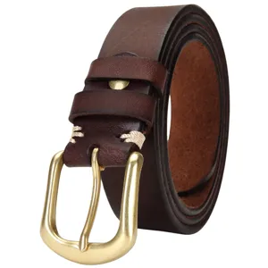 Cintura in vera pelle da uomo con fibbia in ottone, cinturino vintage fatto a mano.
