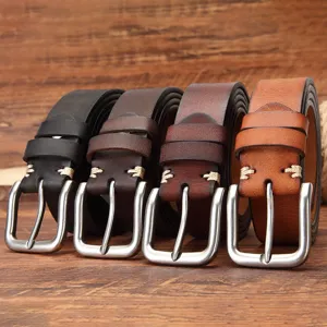 Heren leren riem vintage casual echt leer riem met doorngesp voor spijkerbroek stoer