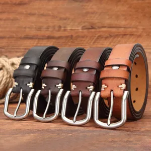 Men's genuine leather retro pin buckle belt casual fashion all-match jeans waist belt display