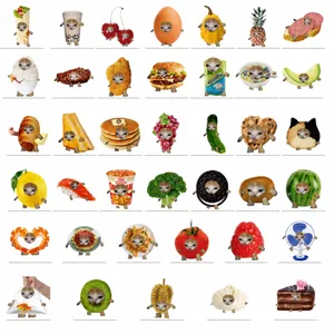 Funny food cat head meme stickers waterproof decorative decal for laptop and water bottle 69pcs
