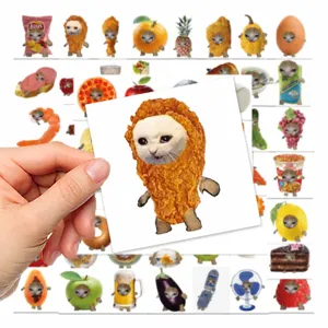 Funny food cat meme waterproof stickers decal pack for laptop water bottle journal 69pcs