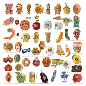 Funny food cat head meme stickers waterproof laptop water bottle journal decoration set