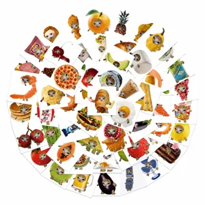 Funny food cat meme stickers waterproof vinyl decals for laptop water bottle journal 69pcs