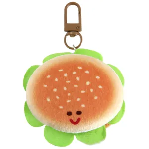 Simulation Burger Biscuit Peluche Porte-clés Mignon Nourriture Cartable Suspendu Ornement Doux En Peluche Jouet Pendentif Bijoux
