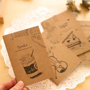 Carnet de notes vintage en papier kraft de poche avec illustration de café pour journal intime.