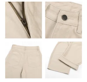 Detailed view of casual wide-leg solid color pants, comfortable loose fit for daily wear.