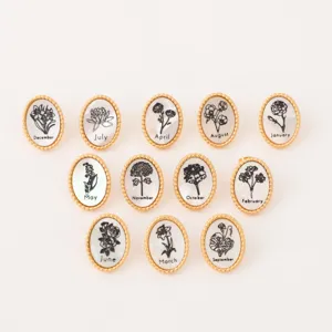 Pendientes de Botón de Concha de Acero Inoxidable Doce Meses Floral Chapado en Oro de 18k Joyería de Moda para Mujeres Diario