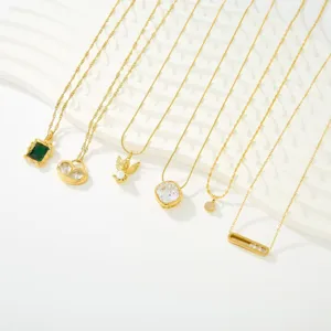Exquisito Collar Con Colgante De Strass De Acero Inoxidable Para Mujer Elegante Cadena De Ola Chapada En Oro Collar De Candado Geométrico Ángel Corazón Perla Artificial Joyería Regalo