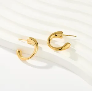 Pendientes de aro geométricos de acero inoxidable dorado para mujer joyería de moda