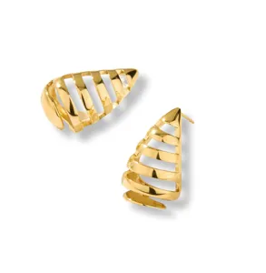 Gereifte hohle Tropfen Ohrstecker in Gold, schickes minimalistisches Schmuckdetail.