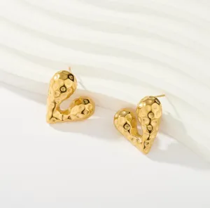 Acier inoxydable plaqué or 18K géométrique irrégulier asymétrique boucles d'oreilles