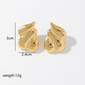 Boucles d'oreilles géométriques irrégulières plaquées or 18K en acier inoxydable mode.