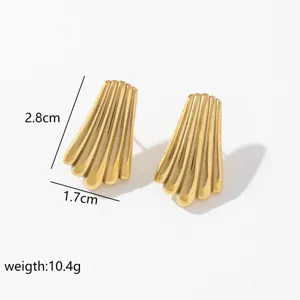 Boucles d'oreilles pendantes géométriques irrégulières en acier inoxydable plaqué or 18K.