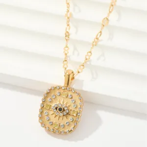 Collar Colgante Mal de Ojo Dorado Acero Inoxidable Diamantes de Imitación Joyería de Moda