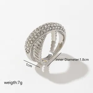Anillo Cruzado En X De Acero Inoxidable Diseño De Nicho Chapado En Oro De 18K Strass Anillo Geométrico Para Mujer Joyería Regalo