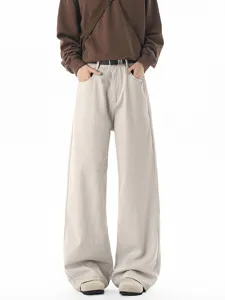 Pantaloni Casual Cleanfit da Uomo in Puro Cotone a Gamba Dritta Minimalista Americano Taglio Morbido Tinta Unita