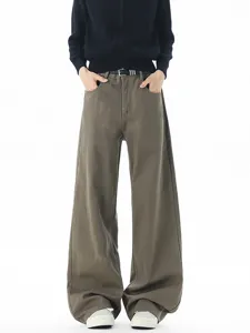 Pantaloni casual cleanfit minimalisti americani, pantaloni dritti ampi per l'uso quotidiano.