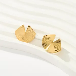 Gold irregular fan-shaped stud earrings stylish geometric jewelry for modern women daily wear