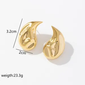 Schicke minimalistische Gold Tropfen Ohrringe, trendy verdrehtes Metall Damen Schmuck.