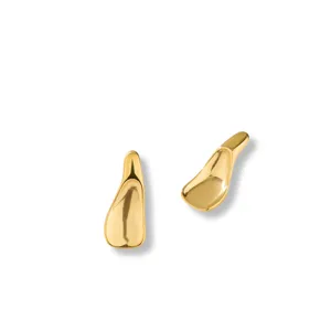 Minimalist irregular gold metal stud earrings for women, modern chic daily jewelry wear.