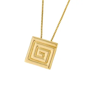 Gold Plated Square Geometric Pendant Necklace Minimalist Chic Daily Jewelry For Women