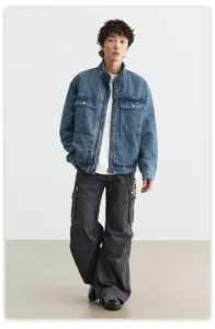 Veste en jean vintage américaine pour homme automne cleanfit blouson moto outerwear