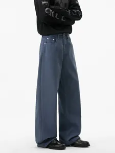 Klassieke Amerikaanse streetwear losse rechte pasvorm denim jeans voor heren dagelijks.
