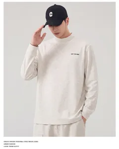 Men's half high collar long sleeve t-shirt casual loose streetwear top apparel