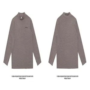 Men's casual mock neck long sleeve t-shirt solid color slim fit autumn winter base layer