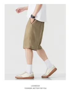 Men's casual linen five-point shorts summer loose breathable stylish comfortable wear trousers