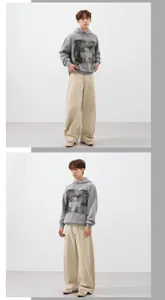 Men loose wide-leg casual bow trousers stylish streetwear comfortable drape daily pants