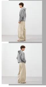 Casual loose wide-leg pants for men and women, stylish American commuting solid color trousers.