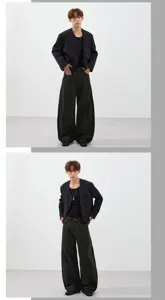 Detailed view of the stylish loose wide-leg casual pants with a smooth drape effect.