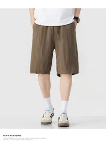 Men's Summer Lightweight Tencel Linen Loose Casual Shorts Comfortable Five-Point Pants