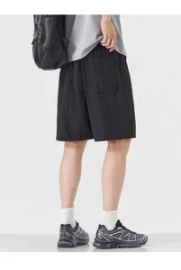Herren Sommer Eisseide Freizeitshorts lose gerade Passform schnelltrocknend Einfarbig.