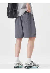 Herren Eisseide Freizeitshorts Sommer lose gerade schnelltrocknende kurze graue Hose