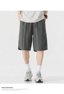 Detailed view of lightweight linen blend casual loose shorts featuring comfortable fit.