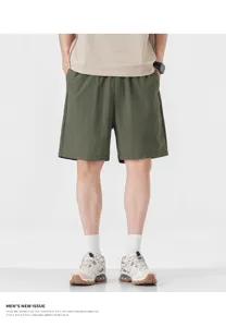 Herren Sommer Eisseide lässige Shorts, lose gerade schnelltrocknende einfarbige Hosen.