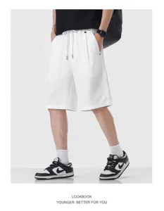 Mens lightweight solid color casual shorts loose straight summer daily wear apparel