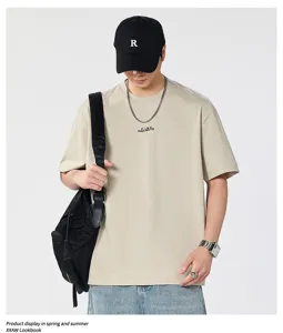 Ανδρικό casual κοντομάνικο t-shirt φαρδύ μινιμαλιστικό καλοκαιρινό τοπ καθημερινό