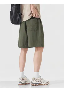 Herren Sommer Eisseide Freizeithose lose gerade schnelltrocknend einfarbige kurze Hosen