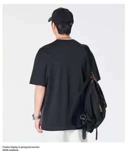 Maglietta estiva uomo manica corta retro ricamata stile casual colletto rotondo top dettaglio