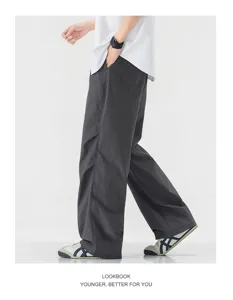 Herren lässige lose taktische Cargohose einfarbig grau Streetwear Fallschirmhosen neu