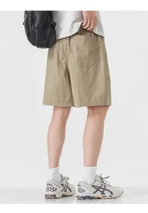 Herren lässige lose Eisseide Shorts, schnelltrocknende gerade Fünf-Punkt-Hose Detailansicht.