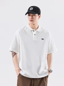 Polo estiva vintage casual da uomo con colletto a risvolto e maniche corte, vestibilità ampia.